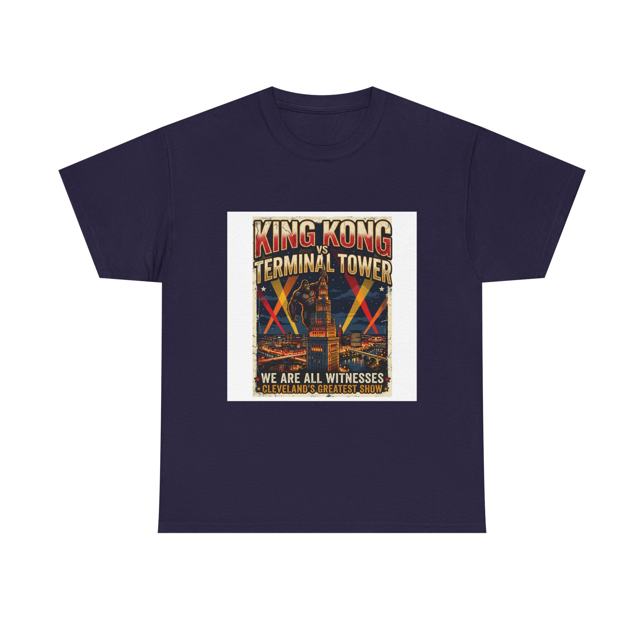 King Kong Vs Terminal Tower T-Shirt — Vintage Movie Poster Graphic Tee - Image 2