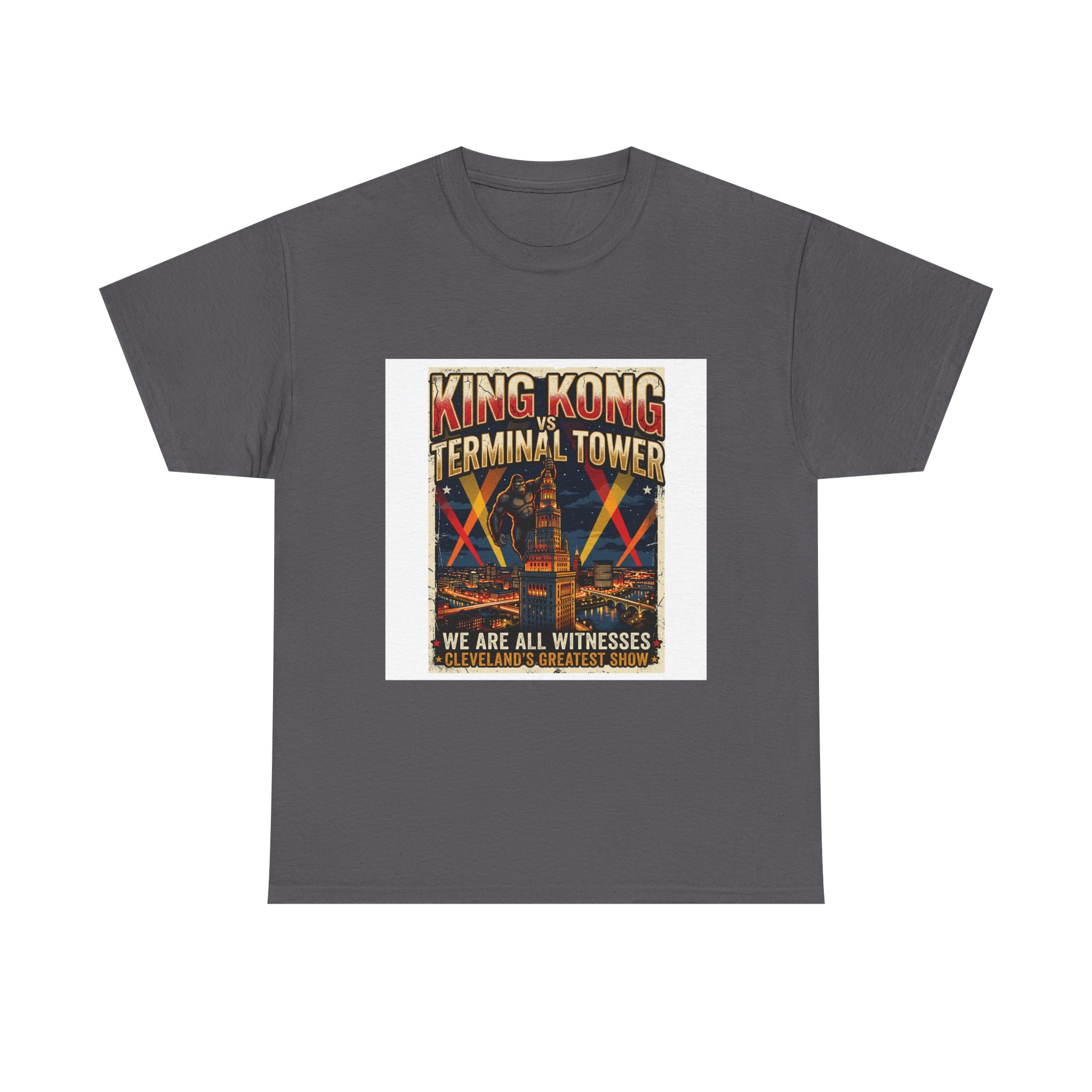 King Kong Vs Terminal Tower T-Shirt — Vintage Movie Poster Graphic Tee - Image 3